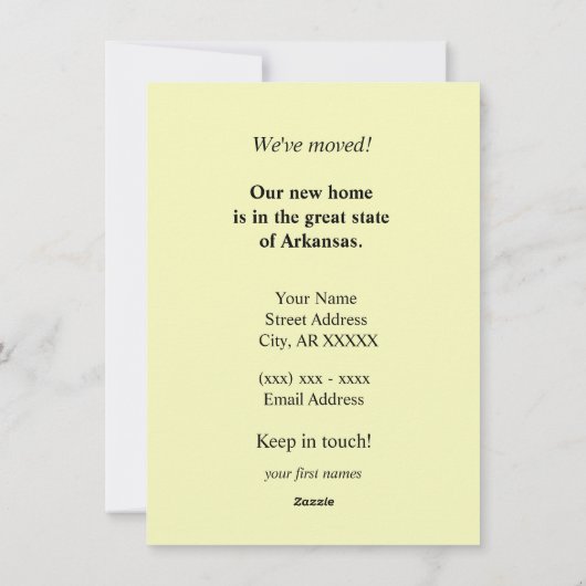 Kleurrijke Arkansas Kaart Verhuisaankondiging (Achterkant)