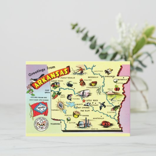 Kleurrijke Arkansas Kaart Verhuisaankondiging (Staand voorkant)