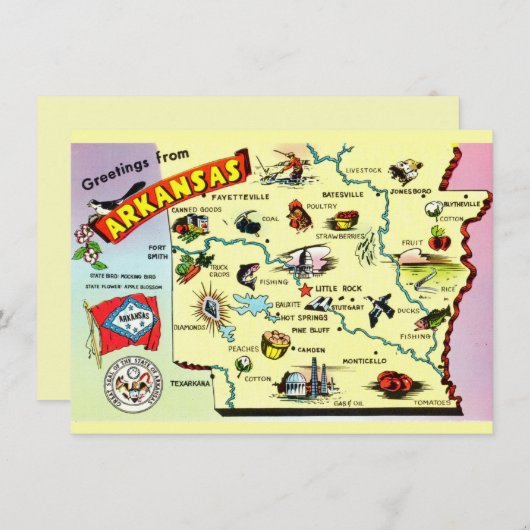 Kleurrijke Arkansas Kaart Verhuisaankondiging (Voorkant / Achterkant)