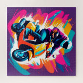 Kleurrijke Art Afbeelding van een persoon Rijden Legpuzzel (Horizontaal)