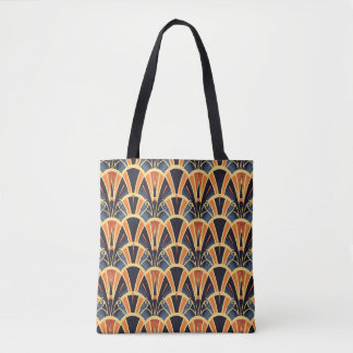 Kleurrijke Art Deco Fan Patroon Tote Bag