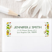 Kleurrijke Art-Deco Flowers Border Etiket (Insitu)