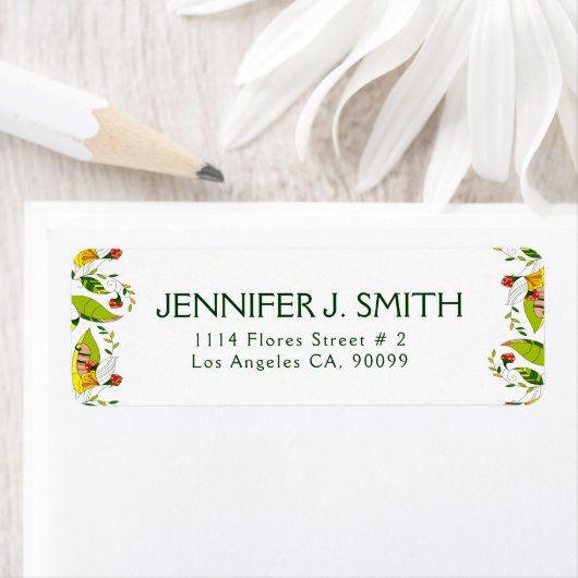 Kleurrijke Art-Deco Flowers Border Etiket (Insitu)