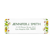 Kleurrijke Art-Deco Flowers Border Etiket (Voorkant)