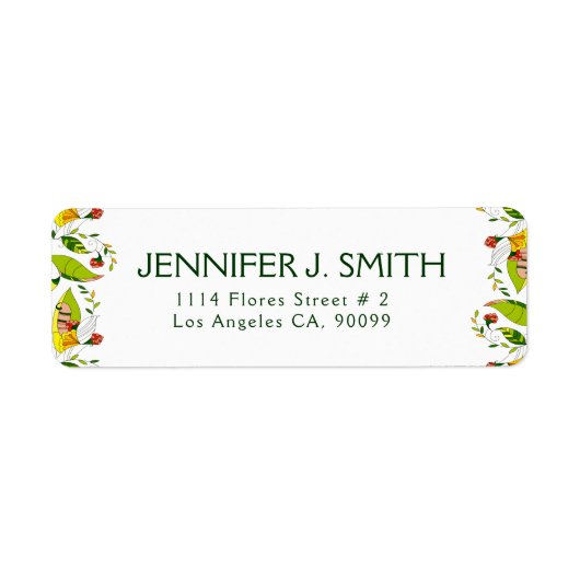 Kleurrijke Art-Deco Flowers Border Etiket (Voorkant)