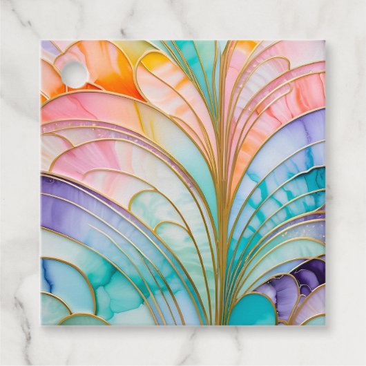 Kleurrijke Art Deco Gift Labels (Voorkant)