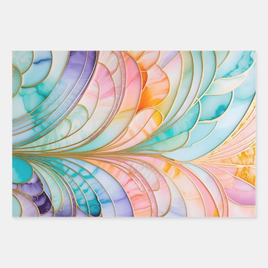 Kleurrijke Art Deco inpakpapier vellen (Voorkant)