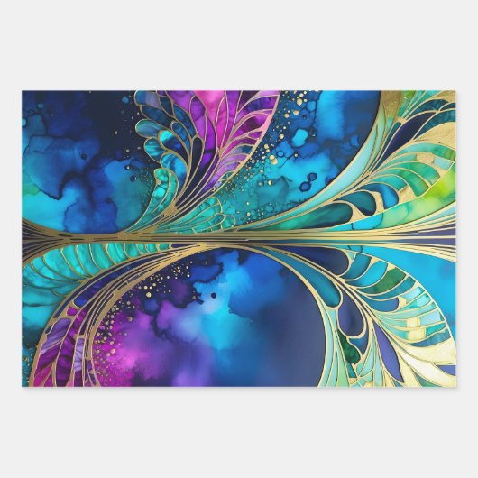 Kleurrijke Art Deco inpakpapier vellen (Voorkant)