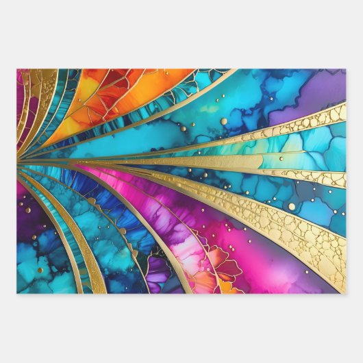 Kleurrijke Art Deco inpakpapier vellen (Voorkant)