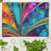Kleurrijke Art Deco keukenhanddoek (Gevouwen)