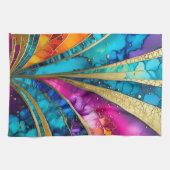 Kleurrijke Art Deco keukenhanddoek (Horizontaal)