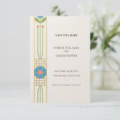 Kleurrijke Art Deco Save The Date (Staand voorkant)