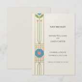 Kleurrijke Art Deco Save The Date (Voorkant / Achterkant)