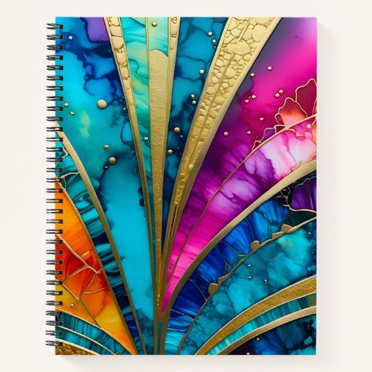 Kleurrijke Art Deco Spiral Notitieboek (Voorkant)