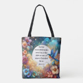 Kleurrijke Art Nouveau Bijbelvers Christelijk Tote Bag (Achterkant)