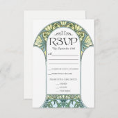 Kleurrijke Art Nouveau bruiloft RSVP Kaarten (Set (Voorkant / Achterkant)