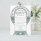 Kleurrijke Art Nouveau bruiloft RSVP Kaarten (Set  (Staand voorkant)
