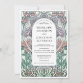 Kleurrijke Art Nouveau bruiloft uitnodigingen (set (Voorkant)