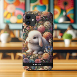 Kleurrijke Art Nouveau Bunny Flower Garden Case-Mate iPhone Case