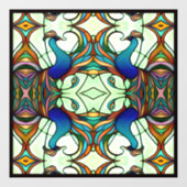 Kleurrijke Art Nouveau Peacock Faux Glas in lood Raamsticker (Vel)