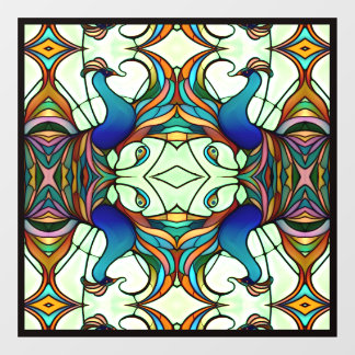 Kleurrijke Art Nouveau Peacock Faux Glas in lood Raamsticker