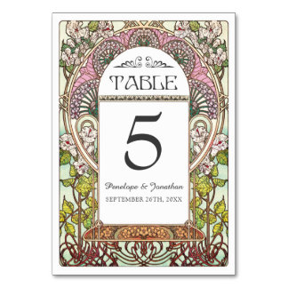 Kleurrijke Art Nouveau Trouwtafel Kaarten (Set #9)