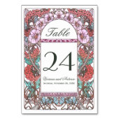 Kleurrijke Art Nouveau Vintage Trouwtafel Nummers Kaart (Achterkant)