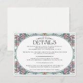 Kleurrijke Art Nouveau Wedding Details Kaart (Set (Voorkant / Achterkant)