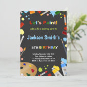 Kleurrijke Art Party Kaart voor kinderen (Staand voorkant)