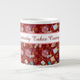 Kleurrijke Art Supplies Creatief patroon voor Kuns Grote Koffiekop