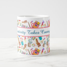 Kleurrijke Art Supplies Creatief patroon voor Kuns Grote Koffiekop