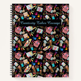 Kleurrijke Art Supplies Creatief patroon voor Kuns Notitieboek