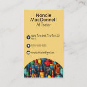 Kleurrijke Art Teacher Cartoon Crayon Pen Pattern Visitekaartje (Achterkant)