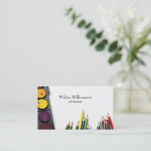 Kleurrijke Art Teacher Paint & Supplies Design Visitekaartje (Staand voorkant)
