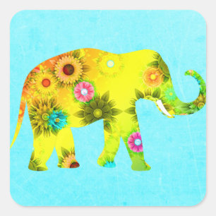 kleurrijke artiest olifant sticker