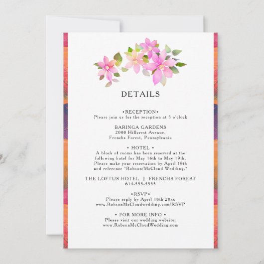 Kleurrijke artistieke bruiloft uitnodiging alles i (Achterkant)