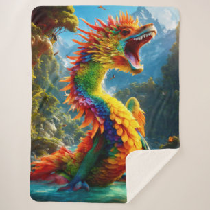 Kleurrijke artistieke draak sherpa deken