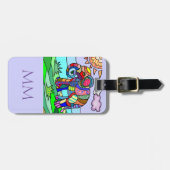 Kleurrijke artistieke folklore olifant met monogra bagagelabel (Voorkant horizontaal)