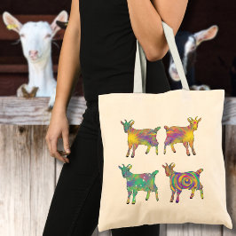 Kleurrijke Artistieke Geiten die op Dingen Staan D Tote Bag