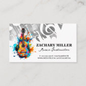 Kleurrijke Artistieke Gitaar | Muzieknoden Visitekaartje (Voorkant)