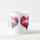 Kleurrijke artistieke hart mok (Voorkant links)