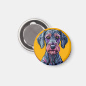 Kleurrijke artistieke illustratie van een hond teg magneet (Voorkant / Achterkant)