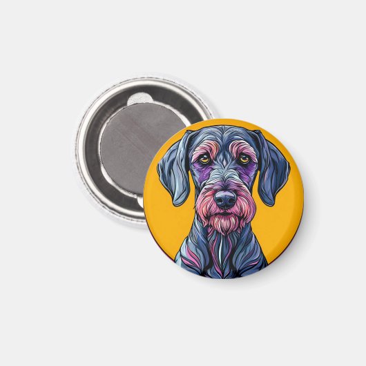 Kleurrijke artistieke illustratie van een hond teg magneet (Voorkant / Achterkant)