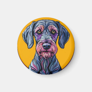 Kleurrijke artistieke illustratie van een hond teg magneet