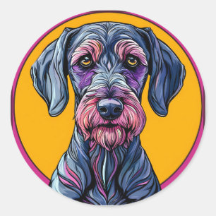 Kleurrijke Artistieke Illustratie van een Hond Teg Ronde Sticker