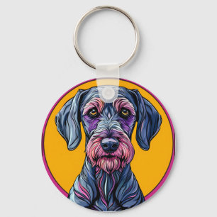 Kleurrijke Artistieke Illustratie van een Hond Teg Sleutelhanger