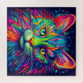 Kleurrijke Artistieke Majestic Kat Kunst Legpuzzel (Horizontaal)