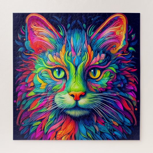 Kleurrijke Artistieke Majestic Kat Kunst Legpuzzel (Verticaal)