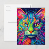Kleurrijke artistieke Majestic Kitty Kat Briefkaart (Voorkant / Achterkant)