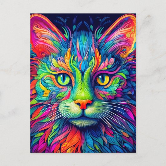 Kleurrijke artistieke Majestic Kitty Kat Briefkaart (Voorkant)